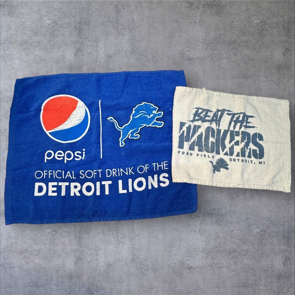 Detroit Lions Rally Towel Set Pepsi Official Sponsor Beat the Packers Ford Field